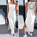 XL Tank White Women Dress for 2024 Summer Long Sleeveless Slim Fit Fashion Vacation Beach Sundress Solid Korean Female Clothing