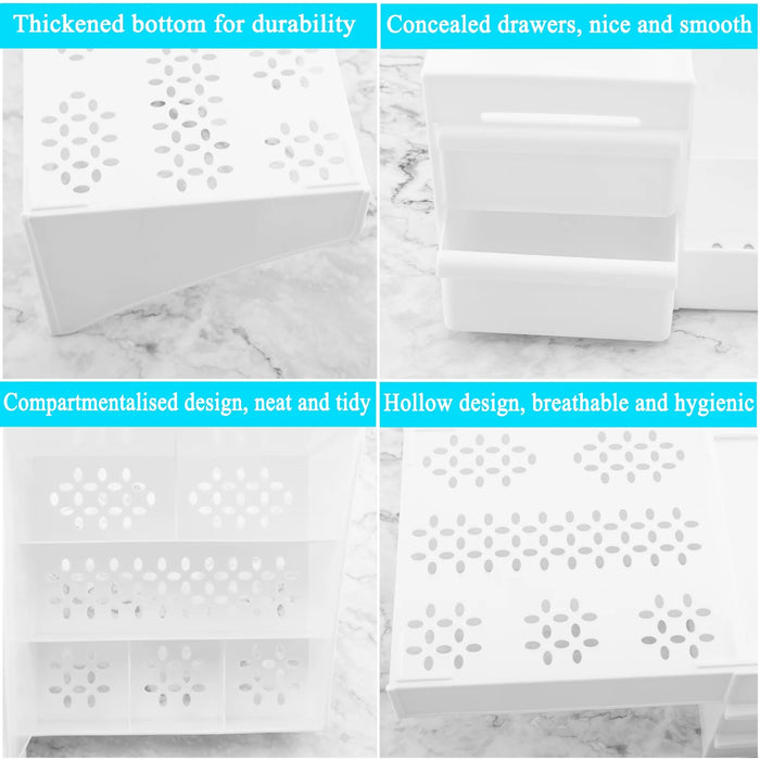 Makeup Organizer for Vanity, Countertop Skincare Organizers with Drawer, Large Capacity Cosmetic Make up Storage Organizer for Bathroom Counter Dresser, White